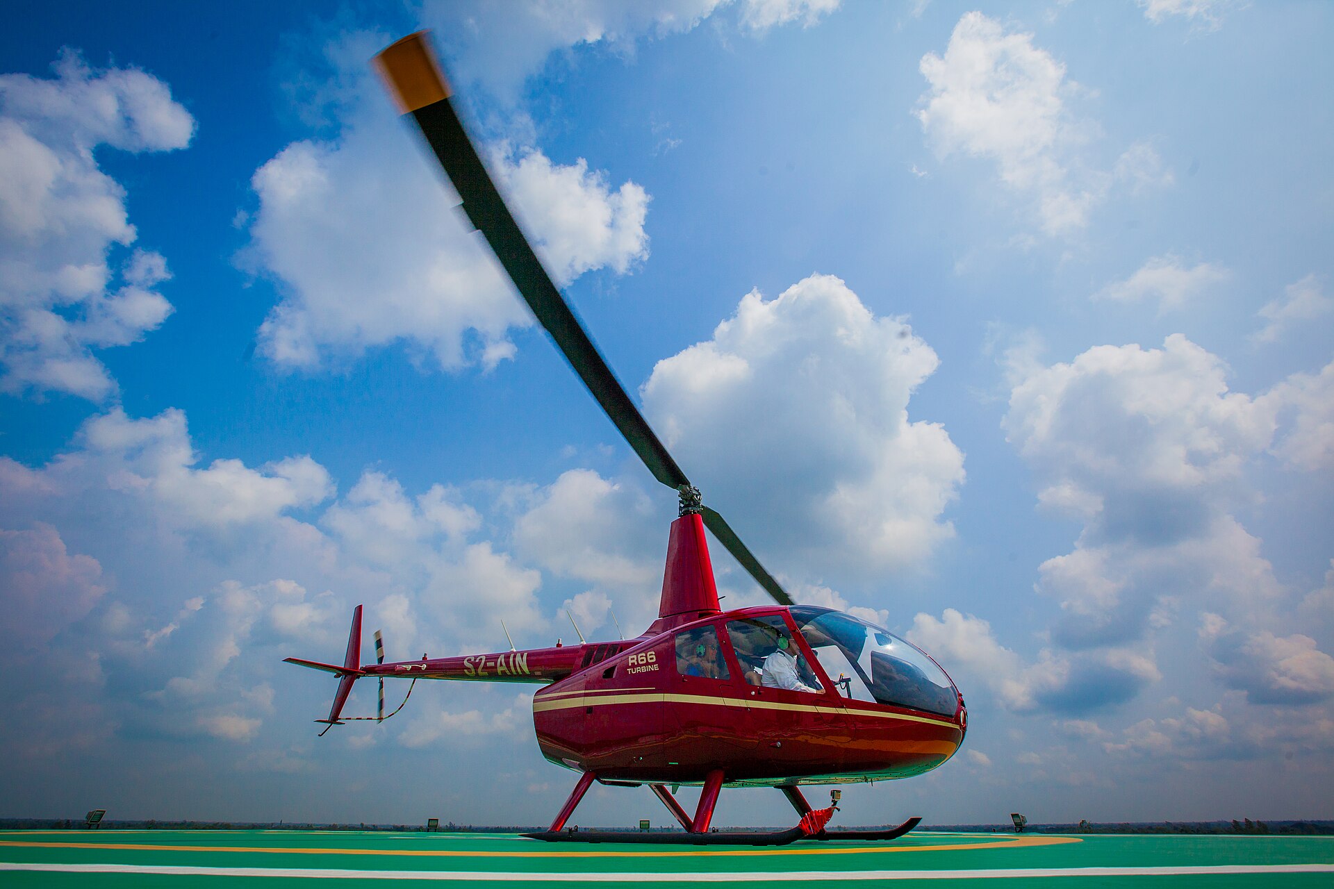Helicopter arrival